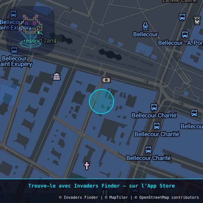 Zone approximative de l'invader LY_46, dans le quartier Terreaux, Lyon à Lyon. Emplacement exact disponible dans l'app Invaders Finder.