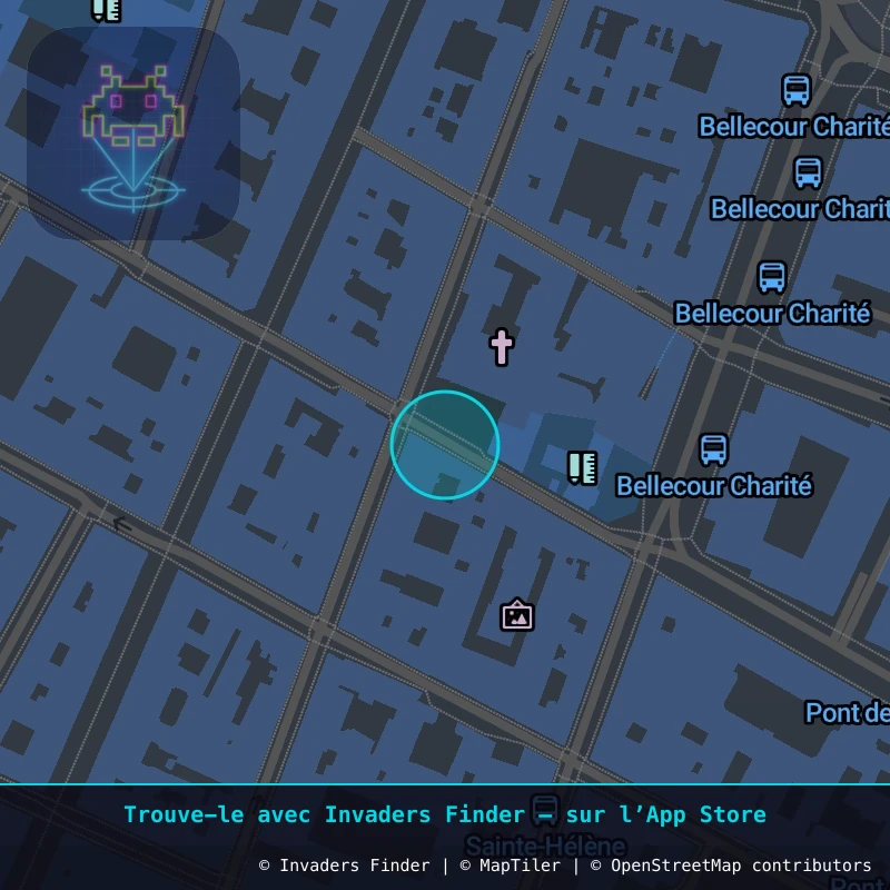 Zone approximative de l'invader LY_47, dans le quartier Terreaux, Lyon à Lyon. Emplacement exact disponible dans l'app Invaders Finder.