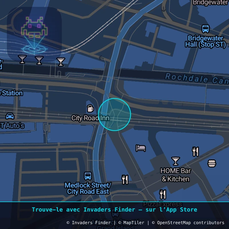 Zone approximative de l'invader MAN_29, dans le quartier Northern Quarter, Manchester à Manchester. Emplacement exact disponible dans l'app Invaders Finder.