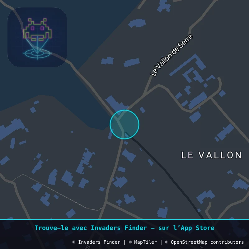 Zone approximative de l'invader MARS_24, dans le quartier Le Vallon, Marseille à Marseille. Emplacement exact disponible dans l'app Invaders Finder.