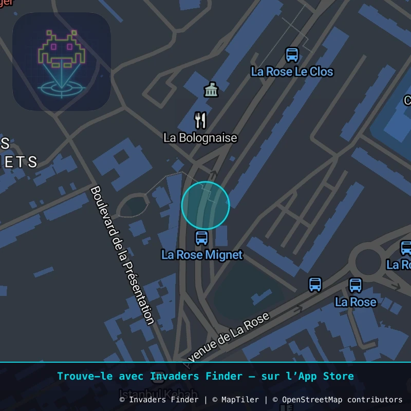 Zone approximative de l'invader MARS_26, dans le quartier Les Bonnets, Marseille à Marseille. Emplacement exact disponible dans l'app Invaders Finder.