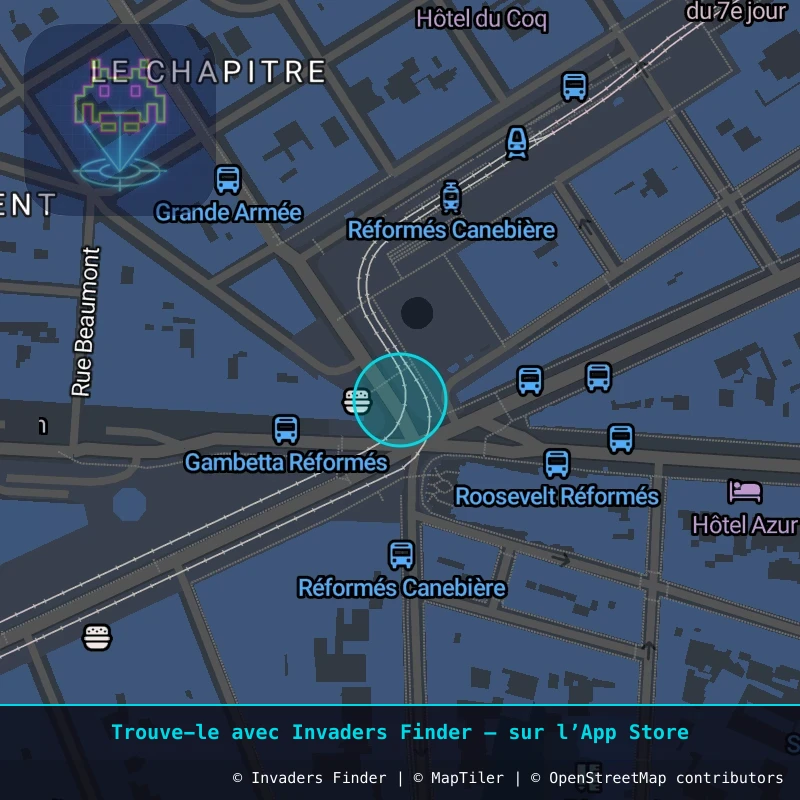 Zone approximative de l'invader MARS_30, dans le quartier Notre-Dame-du-Mont, Marseille à Marseille. Emplacement exact disponible dans l'app Invaders Finder.
