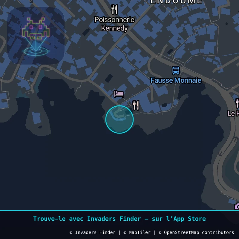 Zone approximative de l'invader MARS_65, dans le quartier Le Pharo, Marseille à Marseille. Emplacement exact disponible dans l'app Invaders Finder.
