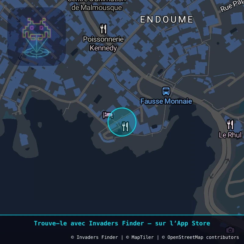Zone approximative de l'invader MARS_66, dans le quartier Le Pharo, Marseille à Marseille. Emplacement exact disponible dans l'app Invaders Finder.
