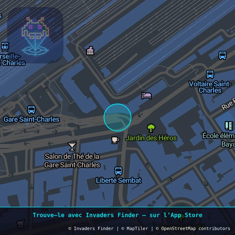 Zone approximative de l'invader MARS_76, dans le quartier Notre-Dame-du-Mont, Marseille à Marseille. Emplacement exact disponible dans l'app Invaders Finder.