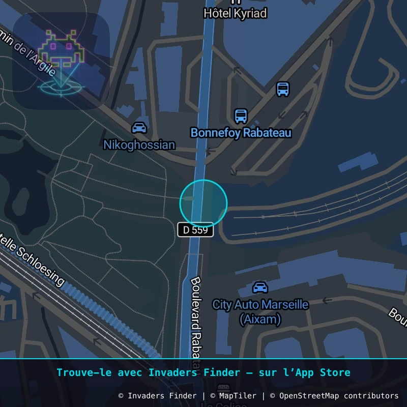 Zone approximative de l'invader MARS_81, dans le quartier La Capelette, Marseille à Marseille. Emplacement exact disponible dans l'app Invaders Finder.