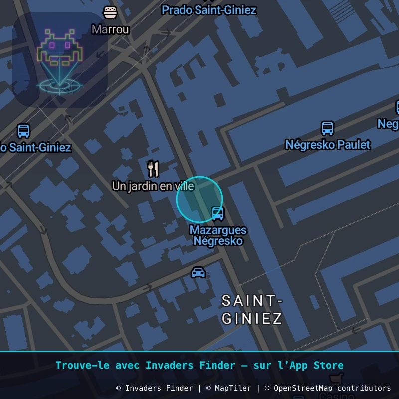 Zone approximative de l'invader MARS_84, dans le quartier La Capelette, Marseille à Marseille. Emplacement exact disponible dans l'app Invaders Finder.