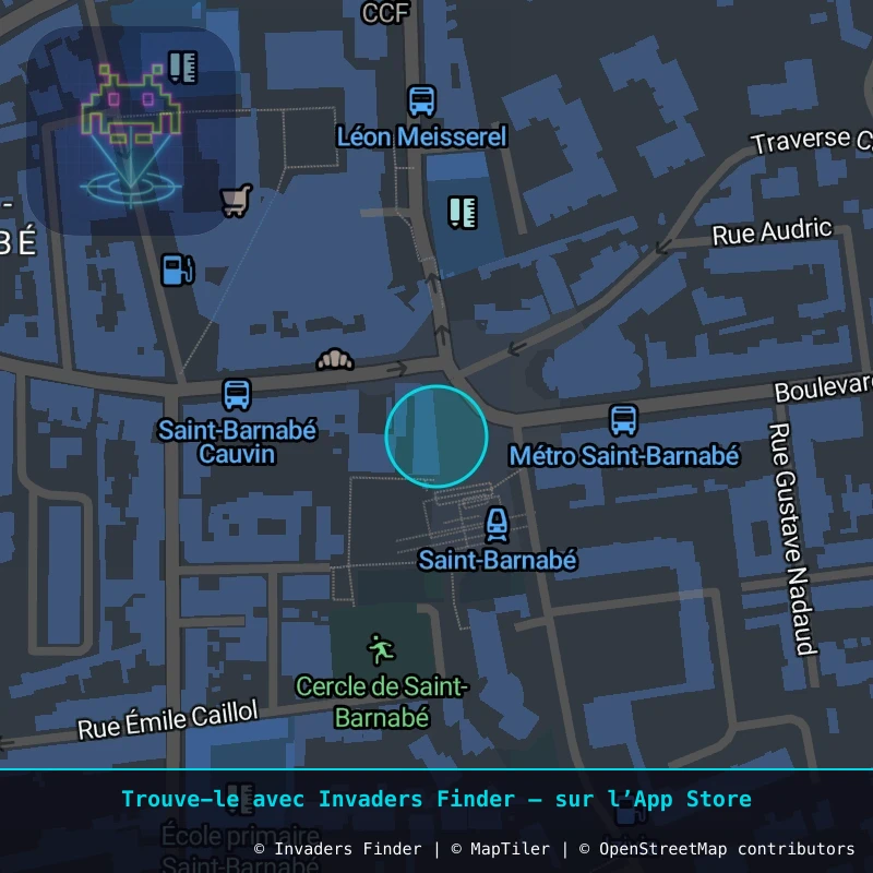 Zone approximative de l'invader MARS_86, dans le quartier Saint-Just, Marseille à Marseille. Emplacement exact disponible dans l'app Invaders Finder.