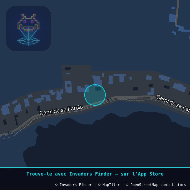 Zone approximative de l'invader MEN_01, dans le quartier Cala en Blanes, Citadelle à Minorque. Emplacement exact disponible dans l'app Invaders Finder.