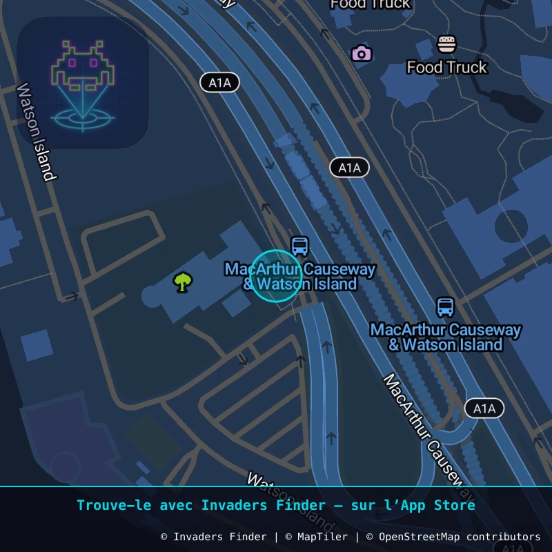 Zone approximative de l'invader MIA_48, dans le quartier Miami à Miami. Emplacement exact disponible dans l'app Invaders Finder.