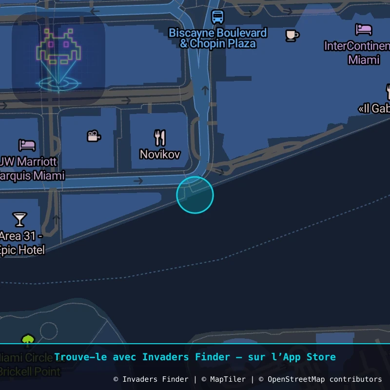 Zone approximative de l'invader MIA_49, dans le quartier Miami à Miami. Emplacement exact disponible dans l'app Invaders Finder.