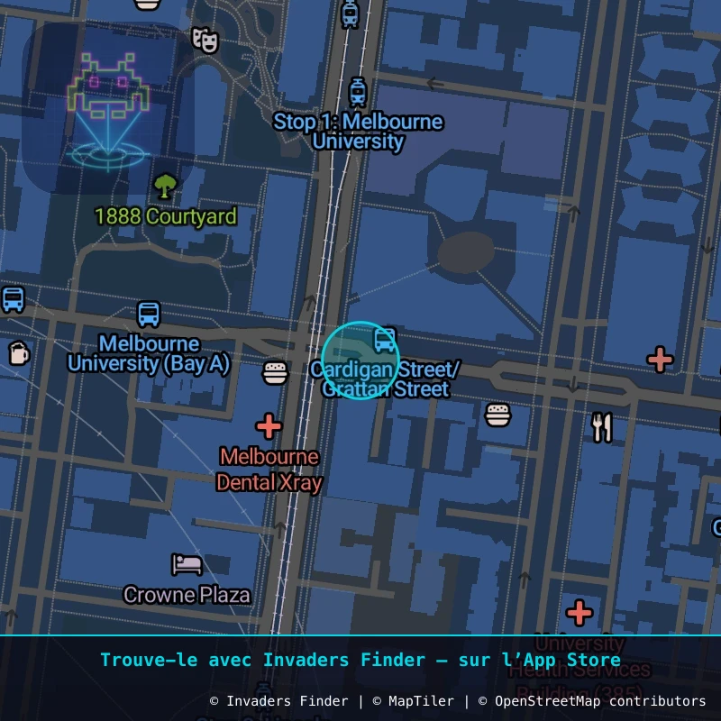 Zone approximative de l'invader MLB_18, dans le quartier Greek Precinct, Melbourne à Melbourne. Emplacement exact disponible dans l'app Invaders Finder.