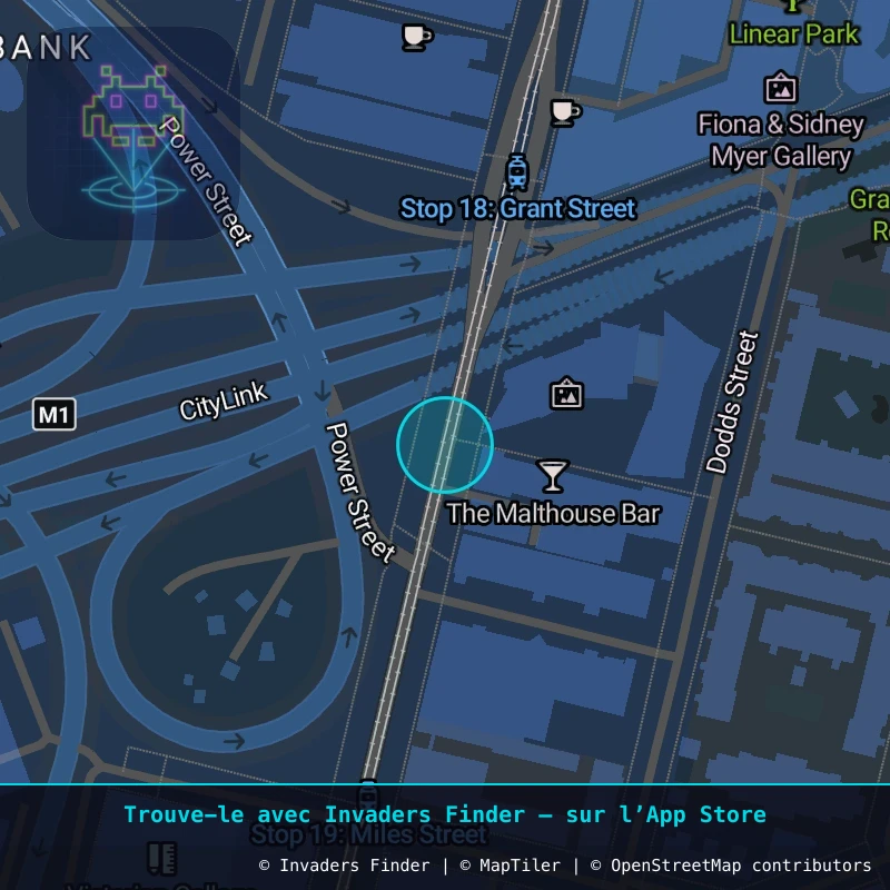 Zone approximative de l'invader MLB_20, dans le quartier Greek Precinct, Melbourne à Melbourne. Emplacement exact disponible dans l'app Invaders Finder.