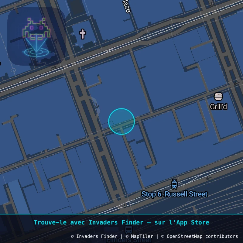 Zone approximative de l'invader MLB_24, dans le quartier Greek Precinct, Melbourne à Melbourne. Emplacement exact disponible dans l'app Invaders Finder.