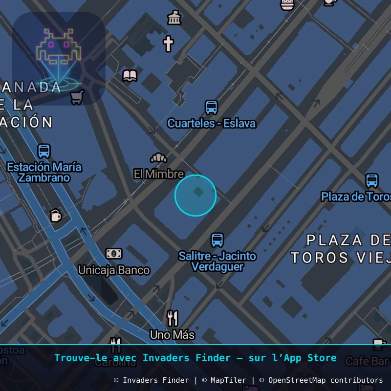 Zone approximative de l'invader MLGA_07, dans le quartier La Malagueta, Málaga à Malaga. Emplacement exact disponible dans l'app Invaders Finder.