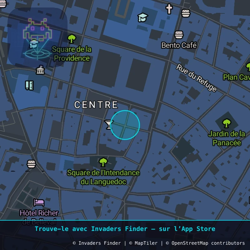 Zone approximative de l'invader MPL_02, dans le quartier Centre Historique, Montpellier à Montpellier. Emplacement exact disponible dans l'app Invaders Finder.