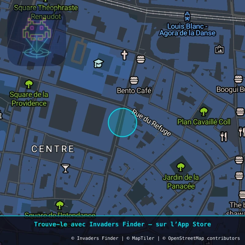 Zone approximative de l'invader MPL_03, dans le quartier Centre Historique, Montpellier à Montpellier. Emplacement exact disponible dans l'app Invaders Finder.