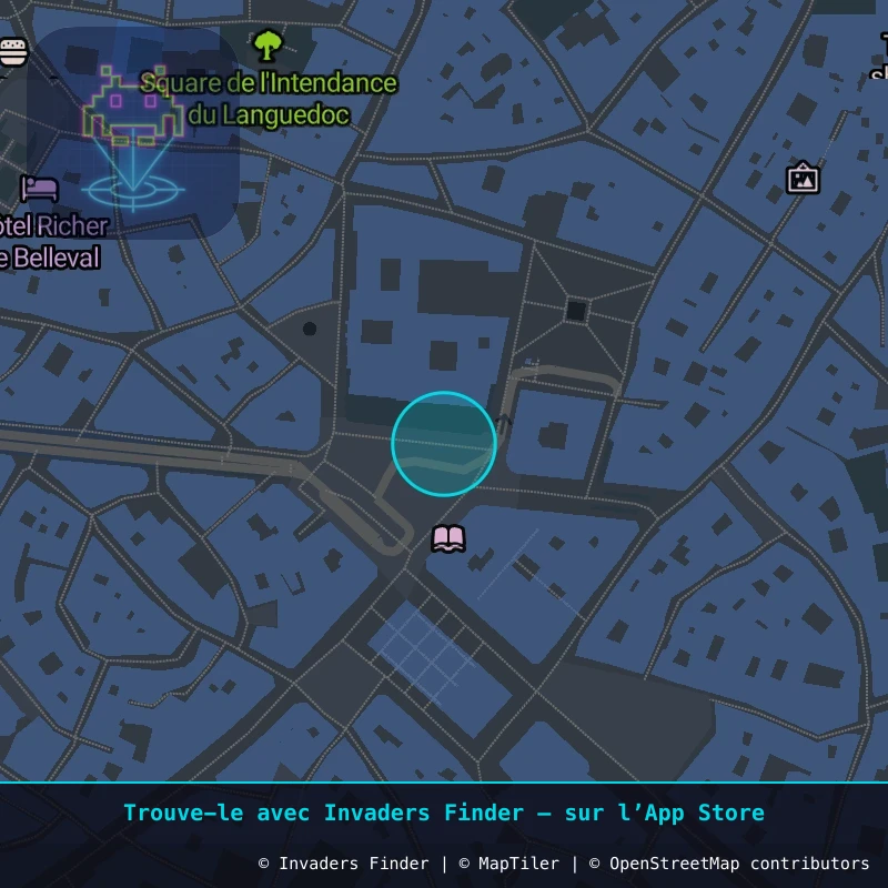 Zone approximative de l'invader MPL_12, dans le quartier Centre Historique, Montpellier à Montpellier. Emplacement exact disponible dans l'app Invaders Finder.