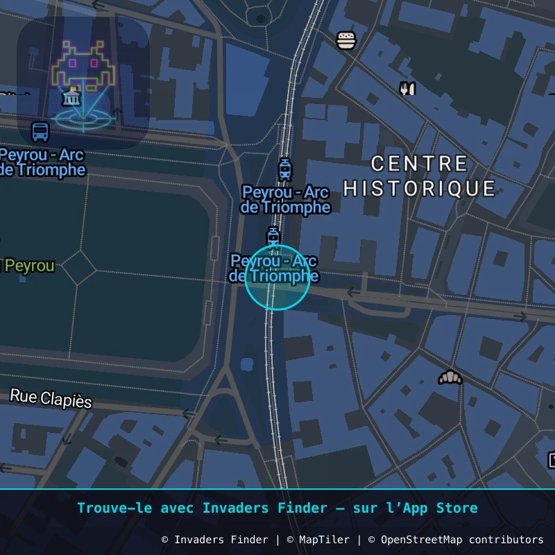 Zone approximative de l'invader MPL_34, dans le quartier Centre Historique, Montpellier à Montpellier. Emplacement exact disponible dans l'app Invaders Finder.