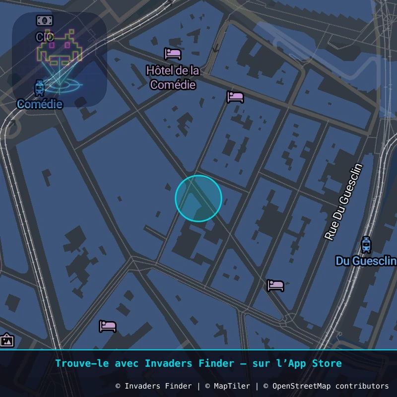 Zone approximative de l'invader MPL_42, dans le quartier Centre Historique, Montpellier à Montpellier. Emplacement exact disponible dans l'app Invaders Finder.