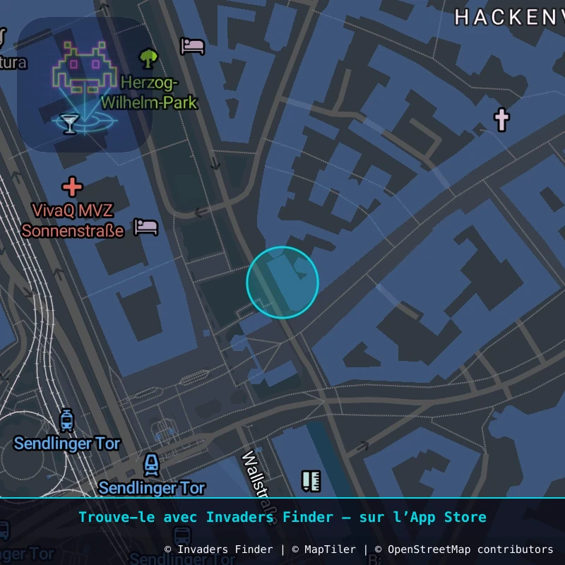 Zone approximative de l'invader MUN_05, dans le quartier Haidhausen-Süd, Munich à Munich. Emplacement exact disponible dans l'app Invaders Finder.