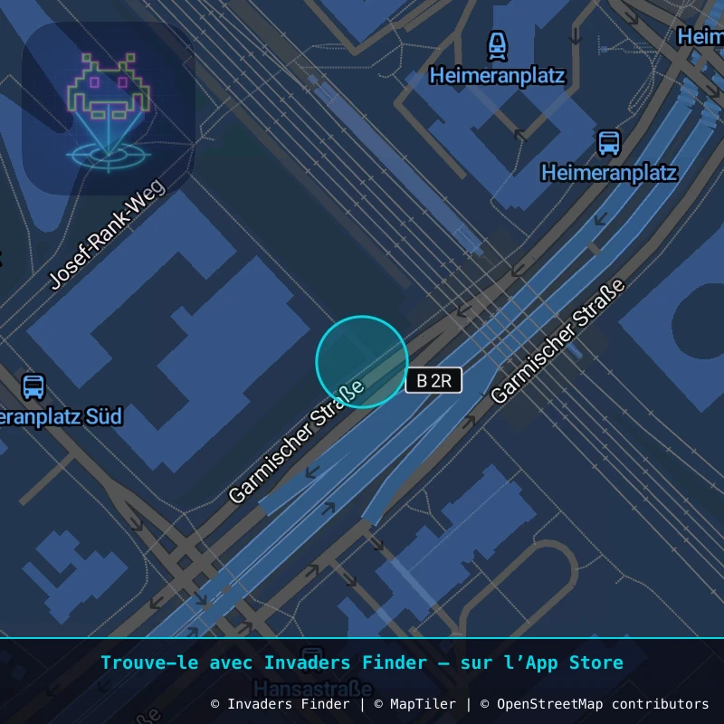 Zone approximative de l'invader MUN_08, dans le quartier Schwanthalerhöhe, Munich à Munich. Emplacement exact disponible dans l'app Invaders Finder.