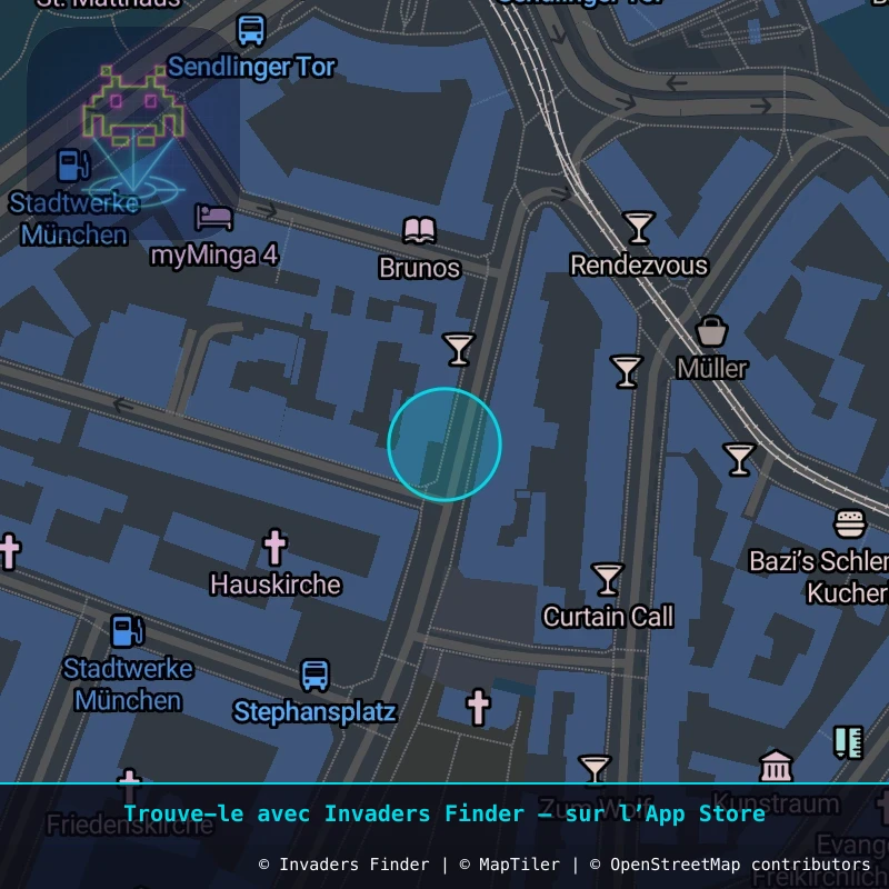Zone approximative de l'invader MUN_10, dans le quartier Haidhausen-Süd, Munich à Munich. Emplacement exact disponible dans l'app Invaders Finder.