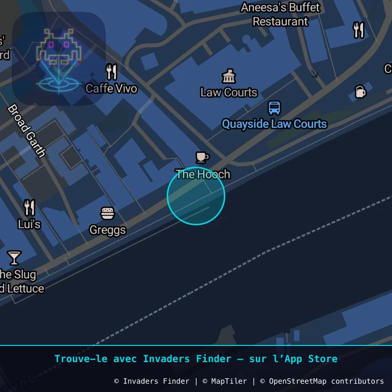 Zone approximative de l'invader NCL_07, dans le quartier Grainger Town, Newcastle upon Tyne à Newcastle. Emplacement exact disponible dans l'app Invaders Finder.