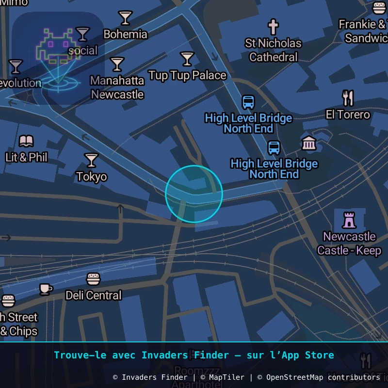 Zone approximative de l'invader NCL_10, dans le quartier Grainger Town, Newcastle upon Tyne à Newcastle. Emplacement exact disponible dans l'app Invaders Finder.