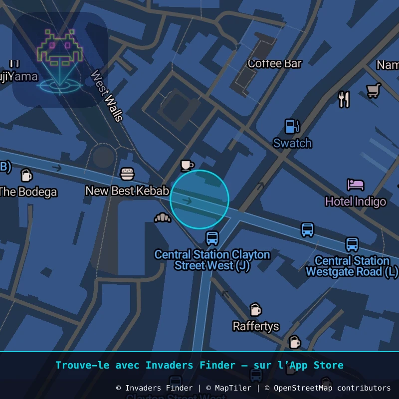 Zone approximative de l'invader NCL_11, dans le quartier Grainger Town, Newcastle upon Tyne à Newcastle. Emplacement exact disponible dans l'app Invaders Finder.