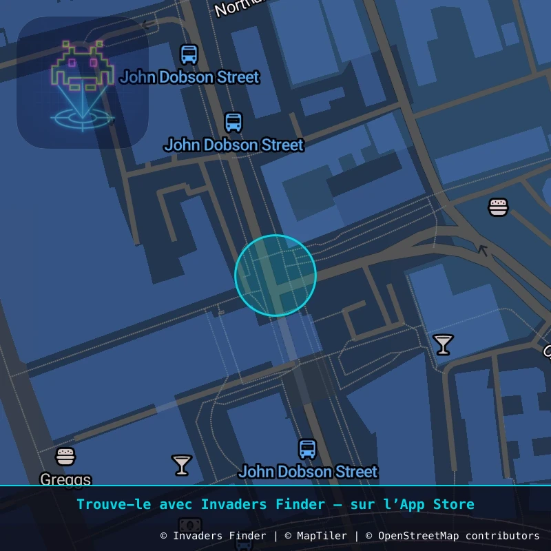 Zone approximative de l'invader NCL_17, dans le quartier Grainger Town, Newcastle upon Tyne à Newcastle. Emplacement exact disponible dans l'app Invaders Finder.