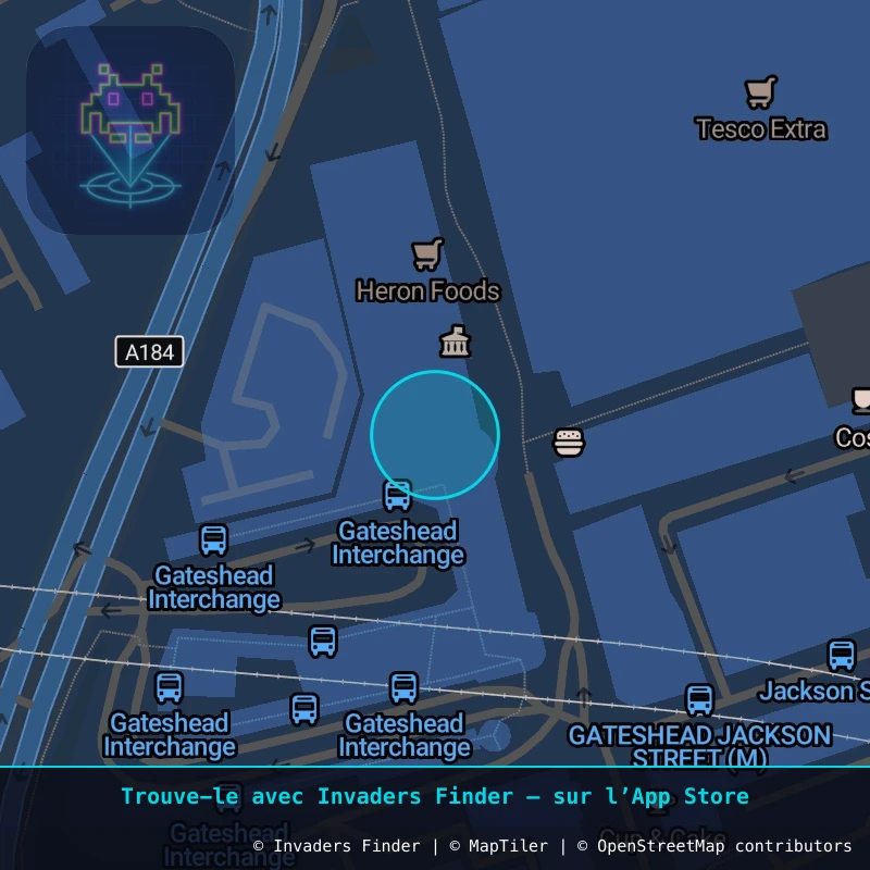 Zone approximative de l'invader NCL_20, dans le quartier Grainger Town, Newcastle upon Tyne à Newcastle. Emplacement exact disponible dans l'app Invaders Finder.