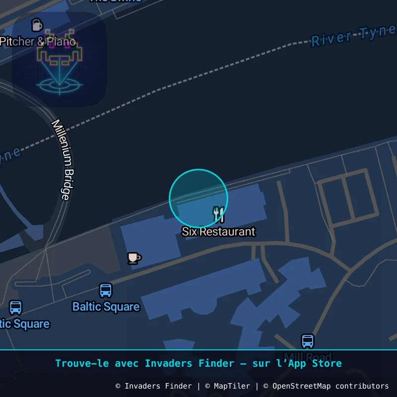 Zone approximative de l'invader NCL_25, dans le quartier Grainger Town, Newcastle upon Tyne à Newcastle. Emplacement exact disponible dans l'app Invaders Finder.