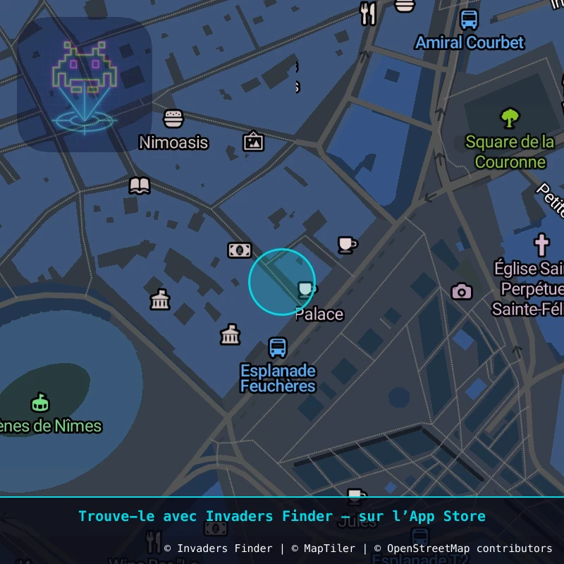 Zone approximative de l'invader NIM_02, dans le quartier Écusson, Nîmes à Nîmes. Emplacement exact disponible dans l'app Invaders Finder.