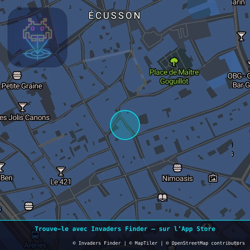 Zone approximative de l'invader NIM_03, dans le quartier Écusson, Nîmes à Nîmes. Emplacement exact disponible dans l'app Invaders Finder.