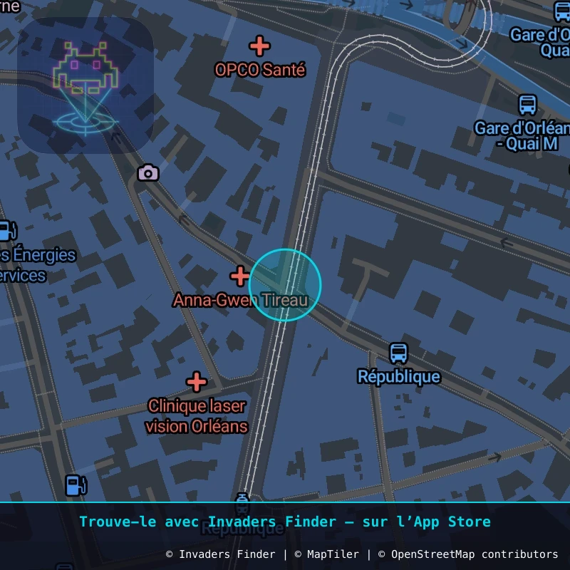 Zone approximative de l'invader ORLN_01, dans le quartier Bel Air, Orléans à Orléans. Emplacement exact disponible dans l'app Invaders Finder.