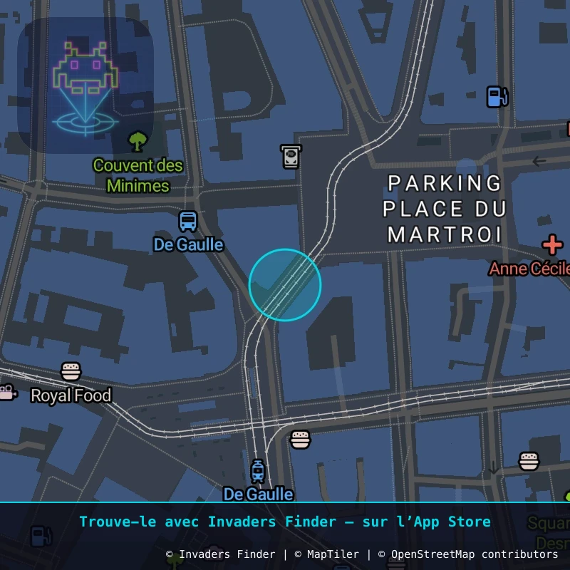 Zone approximative de l'invader ORLN_02, dans le quartier Centre-ville, Orléans à Orléans. Emplacement exact disponible dans l'app Invaders Finder.