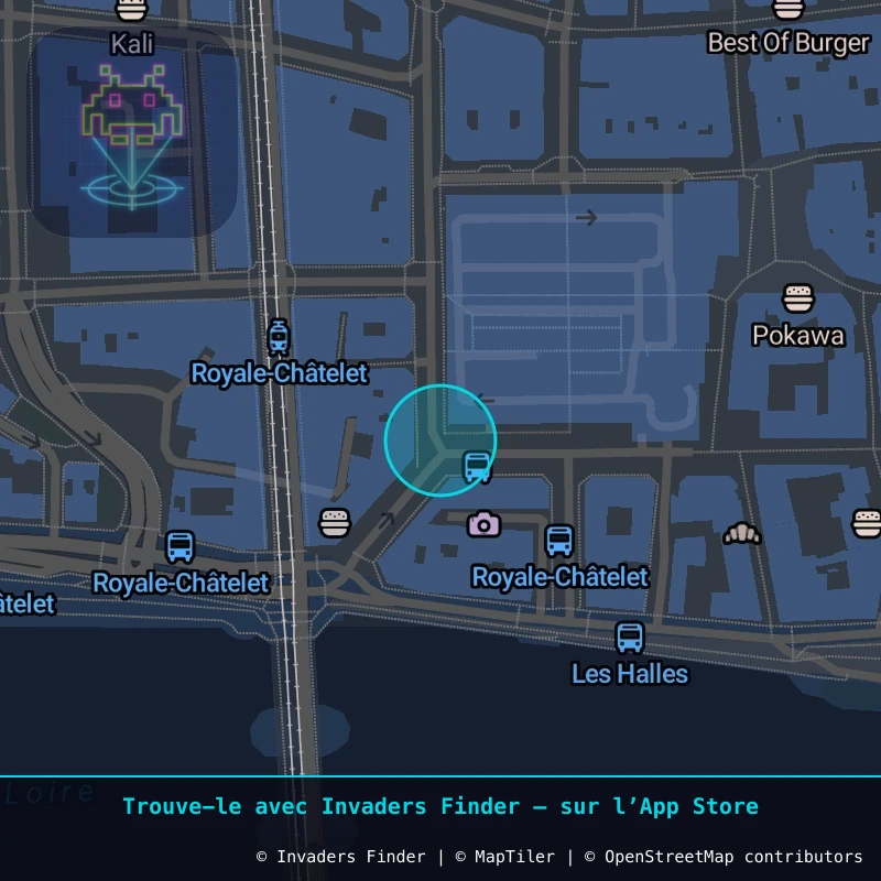 Zone approximative de l'invader ORLN_04, dans le quartier Parking Place du Martroi, Orléans à Orléans. Emplacement exact disponible dans l'app Invaders Finder.