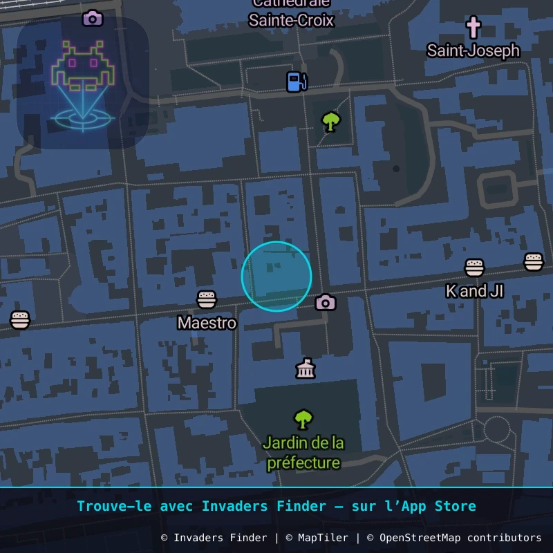 Zone approximative de l'invader ORLN_07, dans le quartier Centre-ville, Orléans à Orléans. Emplacement exact disponible dans l'app Invaders Finder.