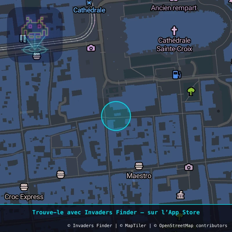 Zone approximative de l'invader ORLN_08, dans le quartier Centre-ville, Orléans à Orléans. Emplacement exact disponible dans l'app Invaders Finder.