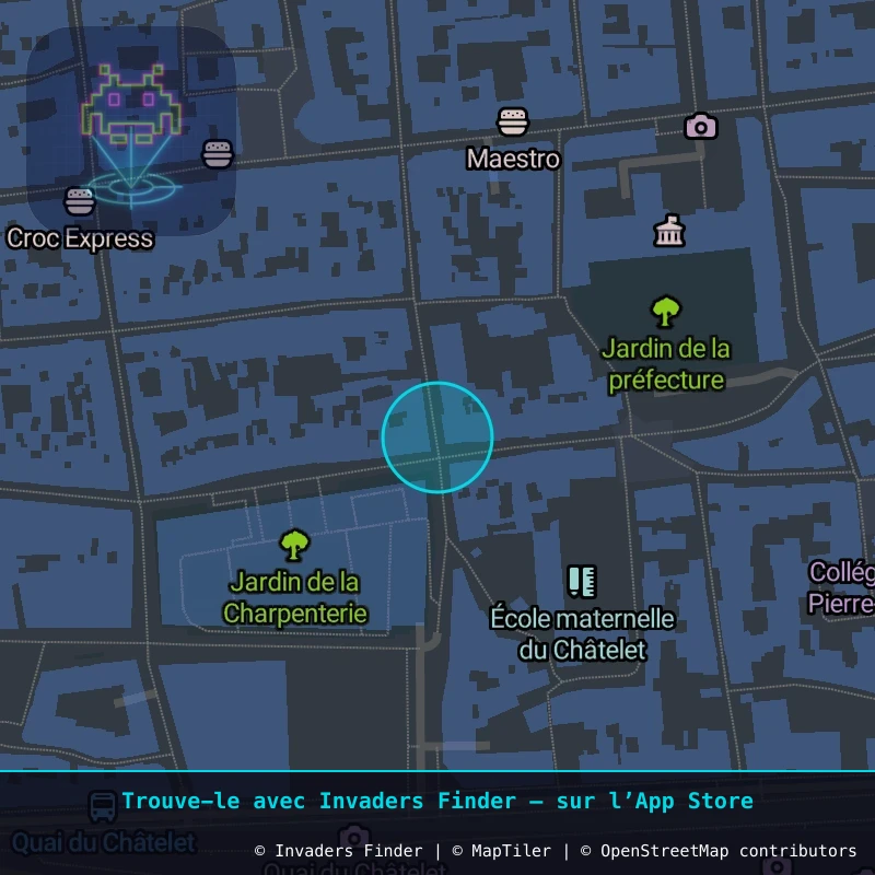 Zone approximative de l'invader ORLN_11, dans le quartier Parking Place du Martroi, Orléans à Orléans. Emplacement exact disponible dans l'app Invaders Finder.