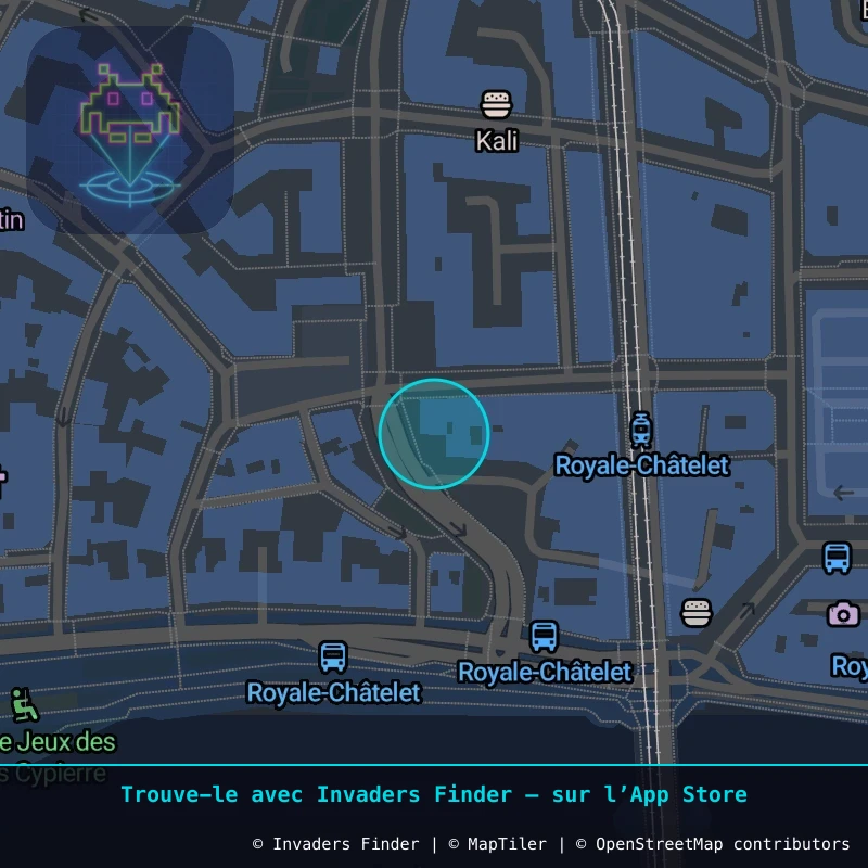Zone approximative de l'invader ORLN_12, dans le quartier Centre-ville, Orléans à Orléans. Emplacement exact disponible dans l'app Invaders Finder.
