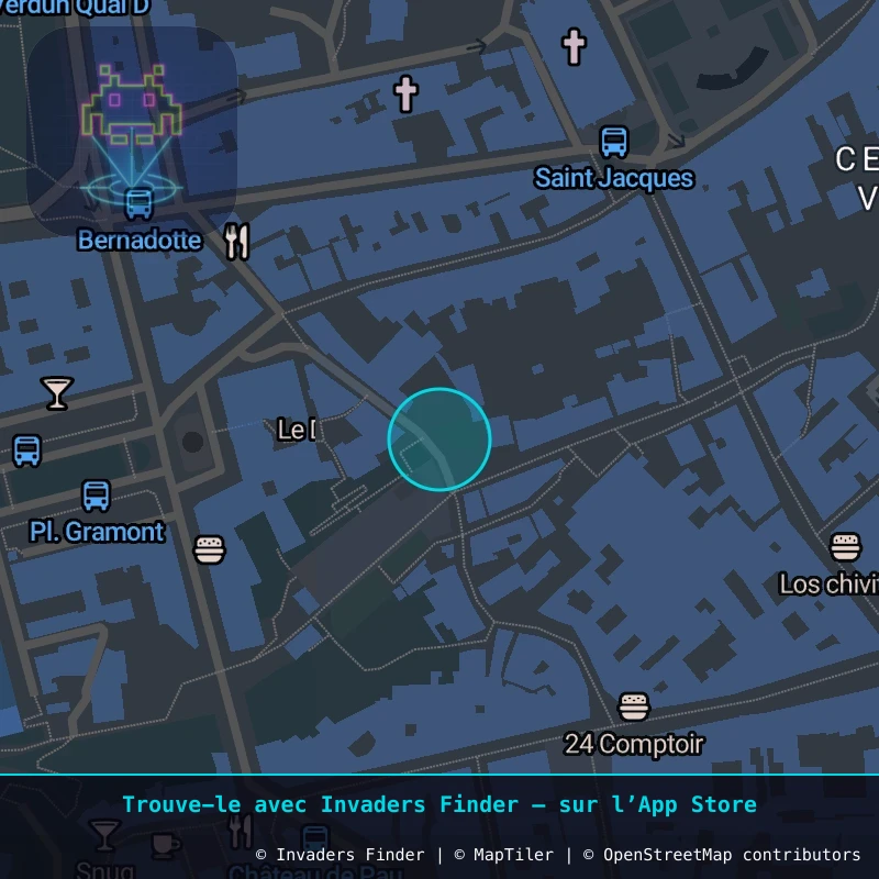Zone approximative de l'invader PAU_01, dans le quartier Quartier du Hédas, Pau à Pau. Emplacement exact disponible dans l'app Invaders Finder.