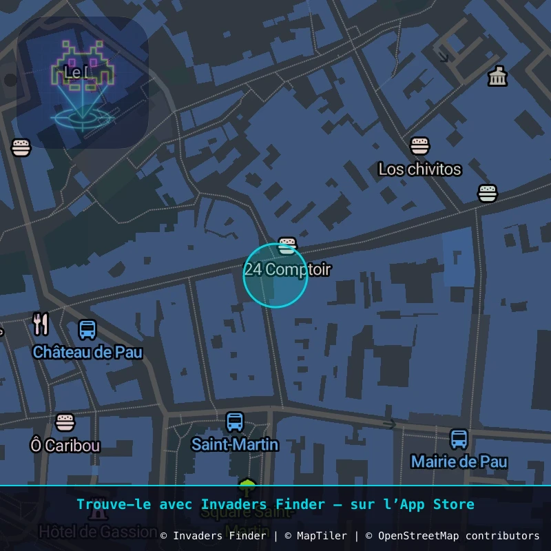 Zone approximative de l'invader PAU_02, dans le quartier Quartier du Hédas, Pau à Pau. Emplacement exact disponible dans l'app Invaders Finder.