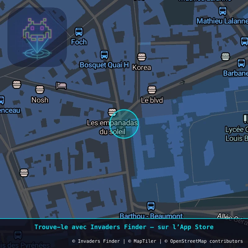 Zone approximative de l'invader PAU_04, dans le quartier Quartier du Hédas, Pau à Pau. Emplacement exact disponible dans l'app Invaders Finder.