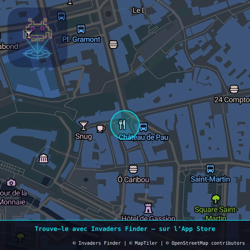 Zone approximative de l'invader PAU_06, dans le quartier Quartier du Hédas, Pau à Pau. Emplacement exact disponible dans l'app Invaders Finder.