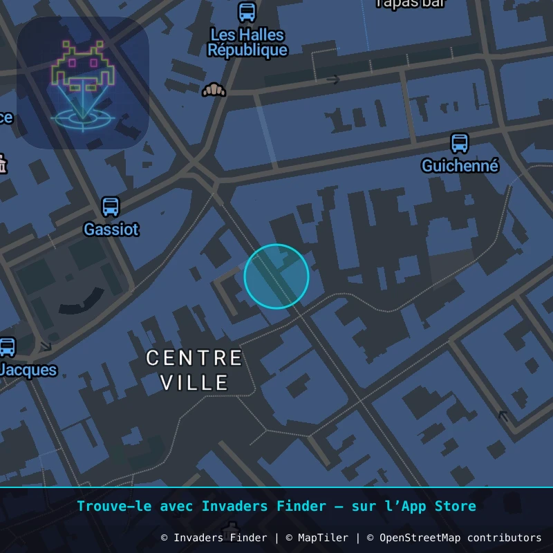 Zone approximative de l'invader PAU_07, dans le quartier Quartier du Hédas, Pau à Pau. Emplacement exact disponible dans l'app Invaders Finder.