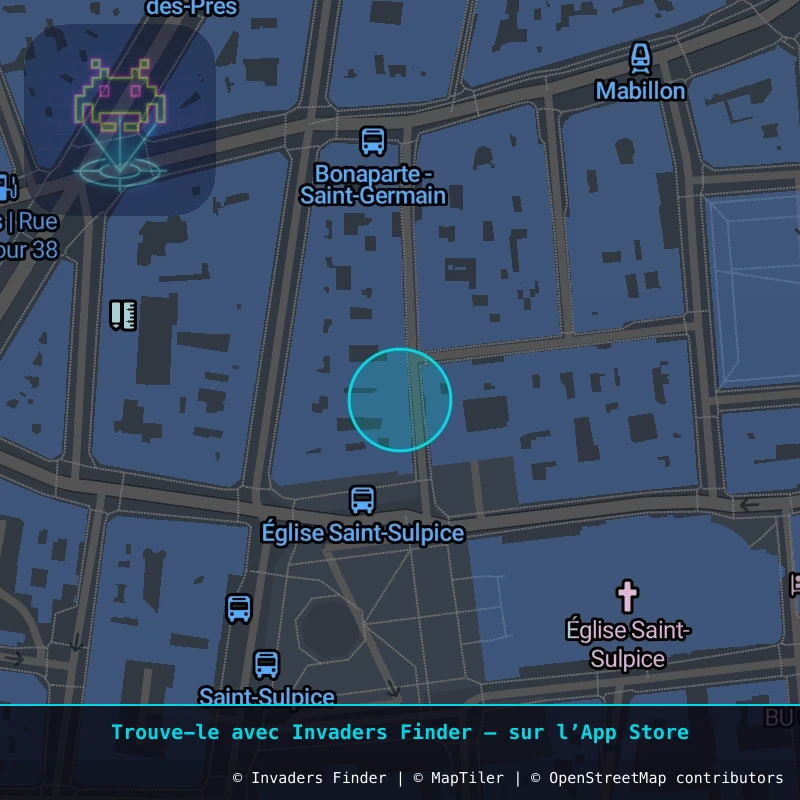 Zone approximative de l'invader PA_05, dans le quartier 6e arrondissement de Paris à Paris. Emplacement exact disponible dans l'app Invaders Finder.