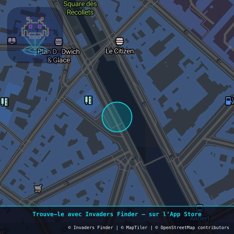 Zone approximative de l'invader PA_100, dans le quartier 10e arrondissement de Paris à Paris. Emplacement exact disponible dans l'app Invaders Finder.