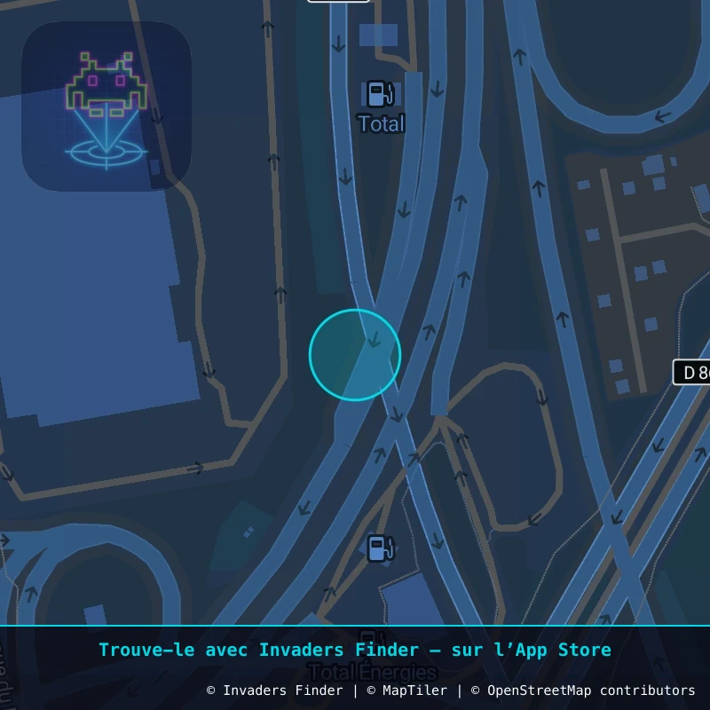Zone approximative de l'invader PA_1002, dans le quartier Paris métropolitain (PA94) à Paris. Emplacement exact disponible dans l'app Invaders Finder.